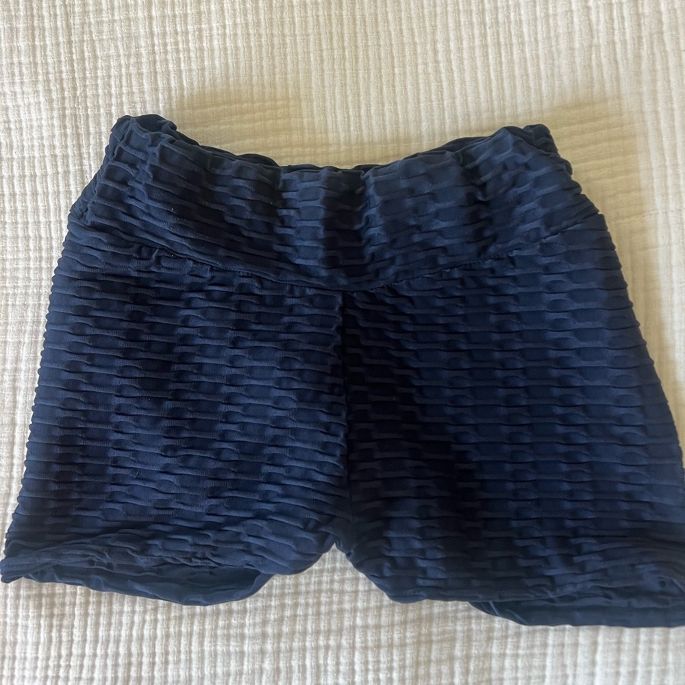 Navy Textured Women's Shorts